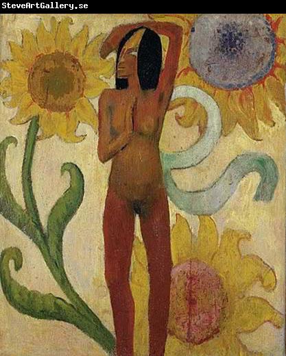 Paul Gauguin Caribbean Woman, or Female Nude with Sunflowers